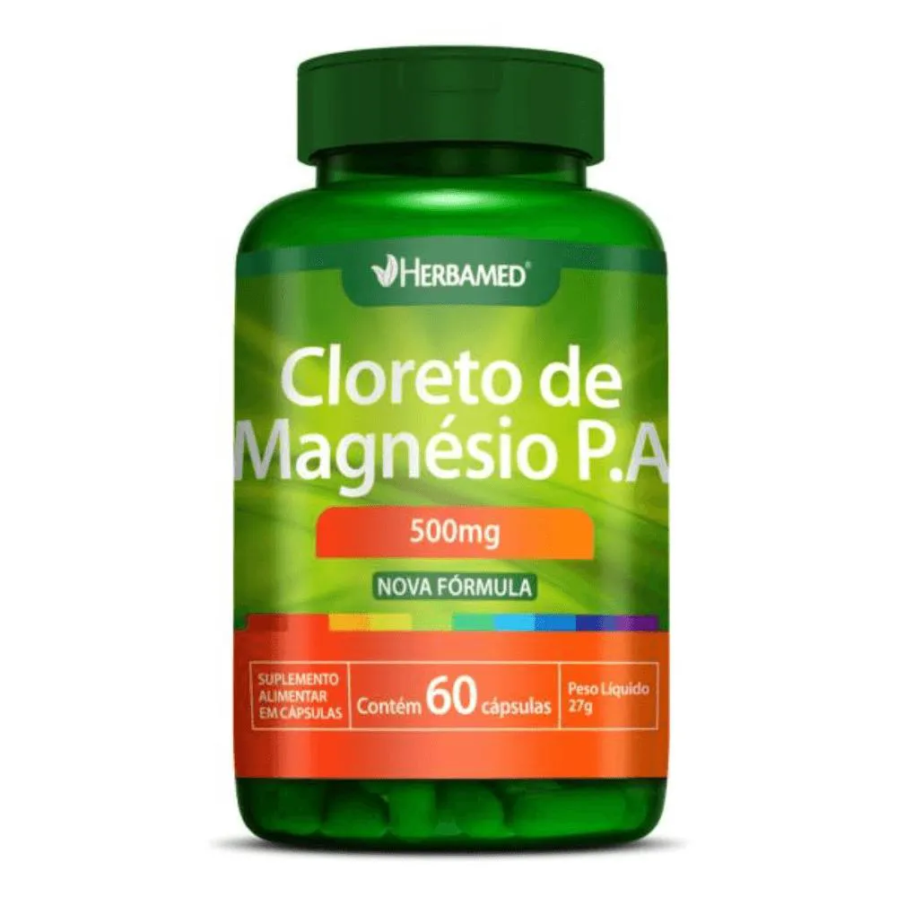 CLORETO DE MAGNéSIO P.A 500MG C/60 CáPSULAS - HERBAMED