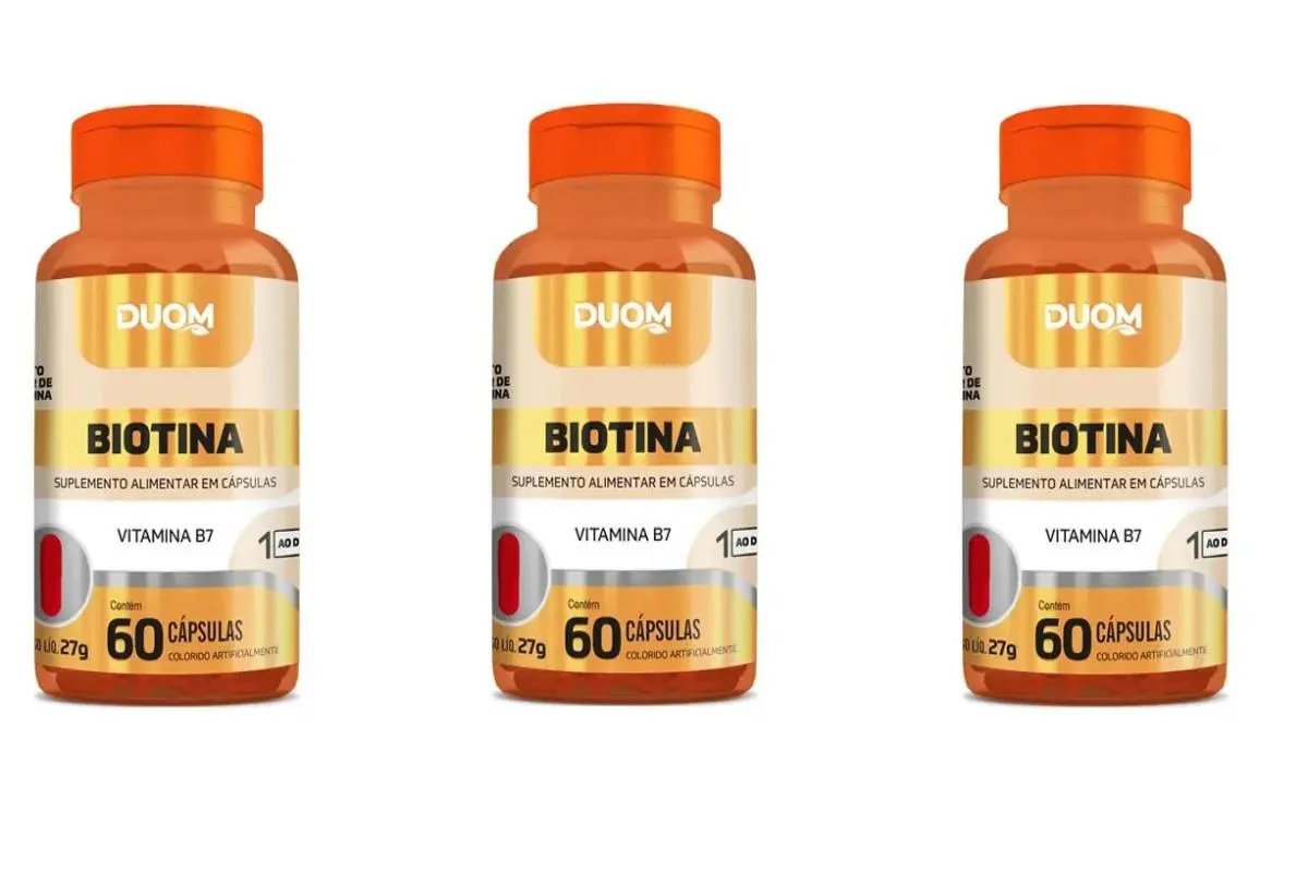 KIT C/3 BIOTINA 450MG C/60 CáPSULAS - DUOM