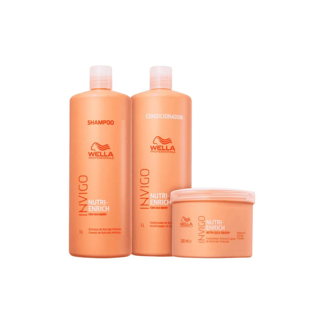 KIT WELLA NUTRI ENRICH SHAMPOO 1L CONDICIONADOR 1L E MáSCARA 500ML