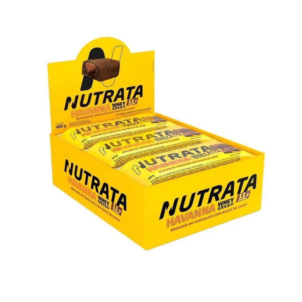 WHEY GREGO BAR CAIXA COM 12 UNIDADES (480G) - SABOR: BROWNIE DE CHOC. COM DULCE DE LECHE