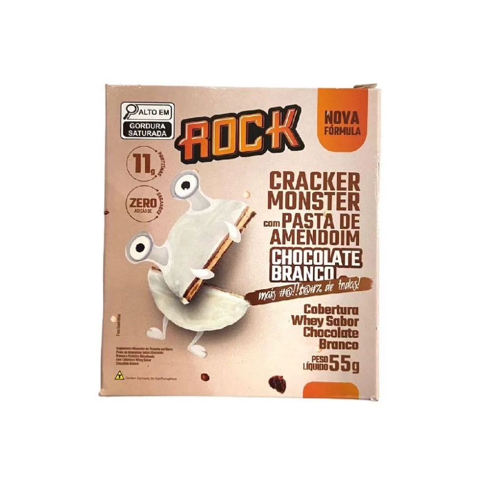 CRACKER MONSTER (55G) - SABOR: CHOCOLATE BRANCO.