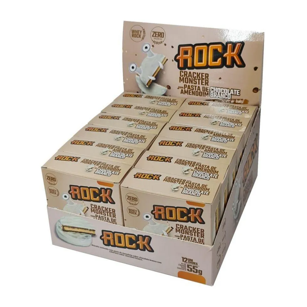 CRACKER MONSTER (CAIXA 12 UNID DE 55G) - SABOR: CHOCOLATE BRANCO-