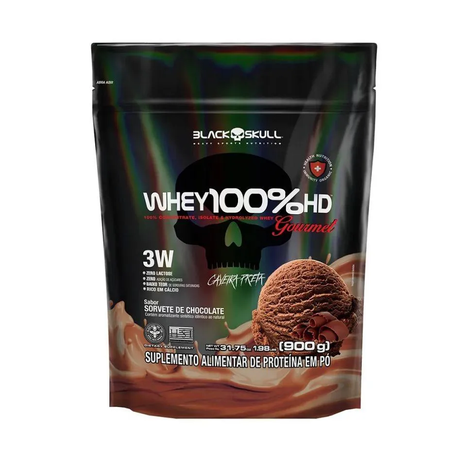 WHEY 100% HD GOURMET REFIL (900G) - SABOR: SORVETE DE CHOCOLATE