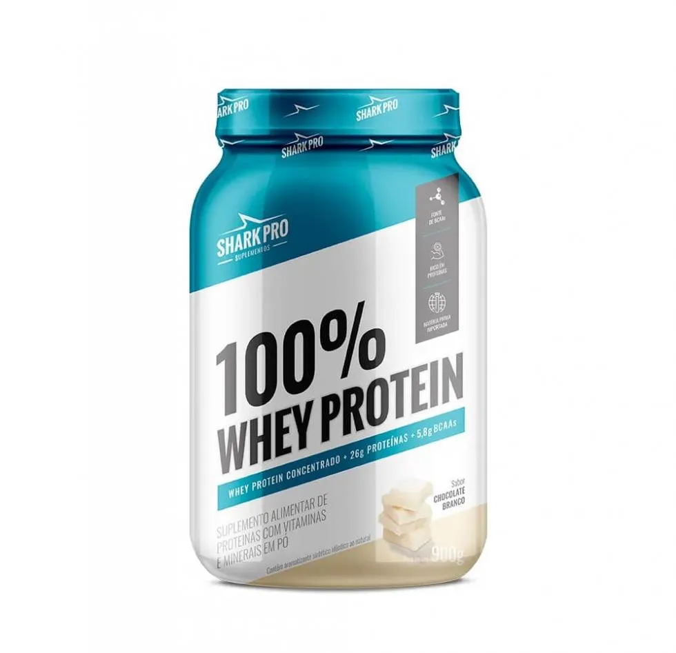 100% WHEY PROTEIN (900G) - SABOR: CHOCOLATE BRANCO