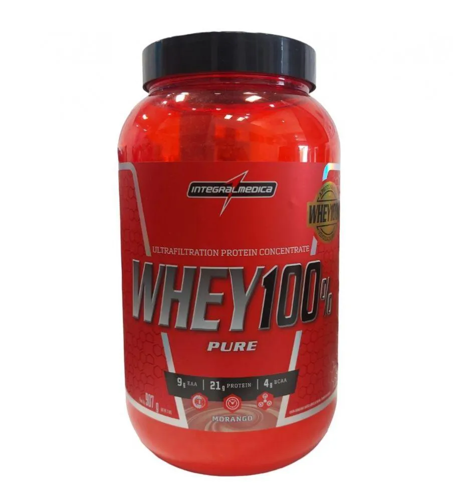 WHEY 100% PURE POTE (907G) - SABOR: MORANGO