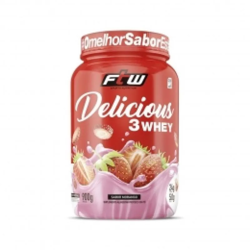 DELICIOUS 3WHEY (900G) - SABOR: MORANGO