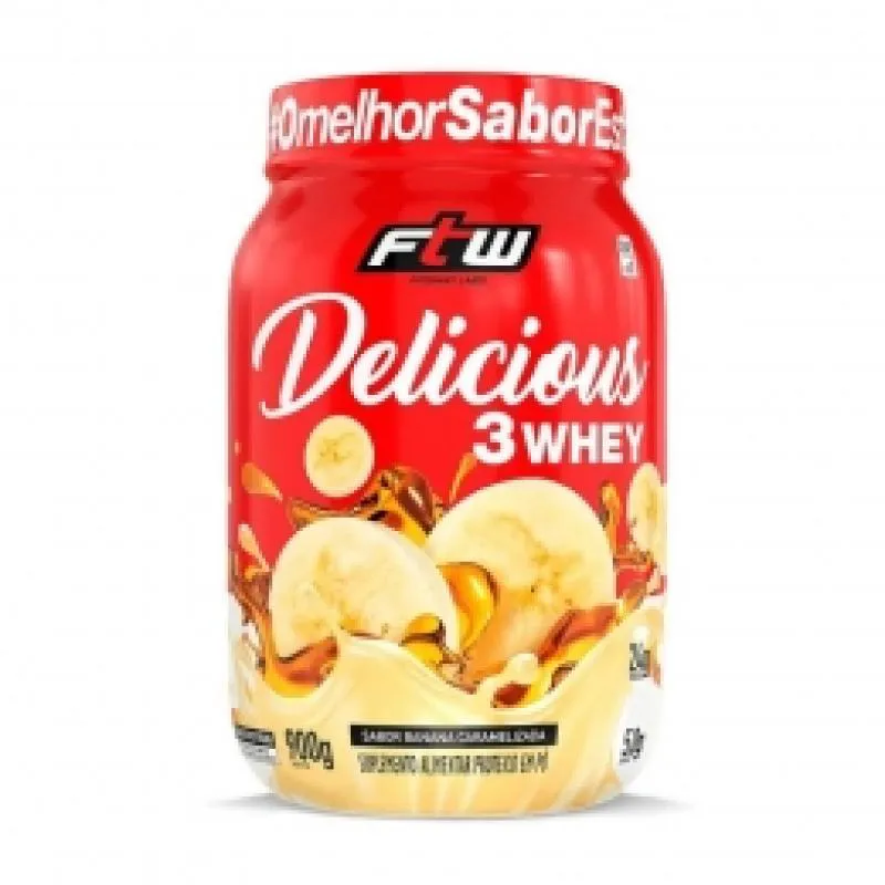 DELICIOUS 3WHEY (900G) - SABOR: BANANA CARAMELIZADA