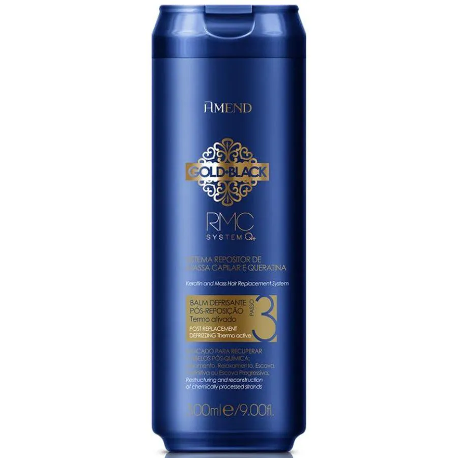 BALM DEFRISANTE PóS REPOSIçãO RMC SYSTEM Q+ GOLD BLACK 300ML - AMEND