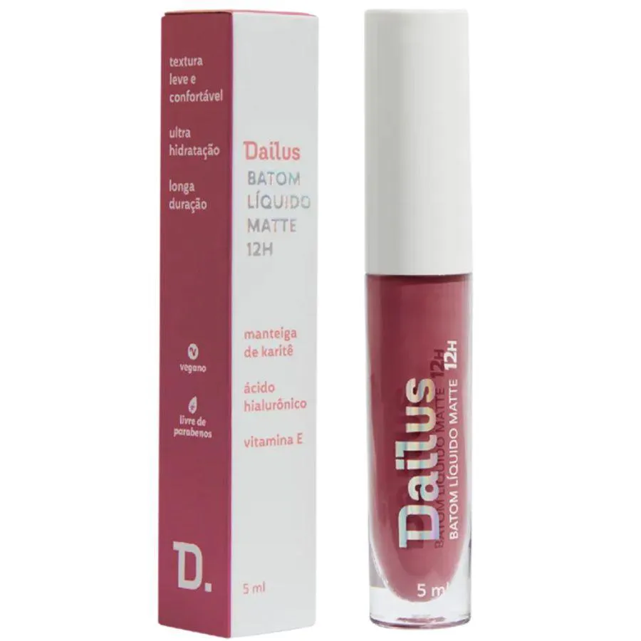 BATOM LíQUIDO MATTE 12HRS ROSé 5ML - DAILUS