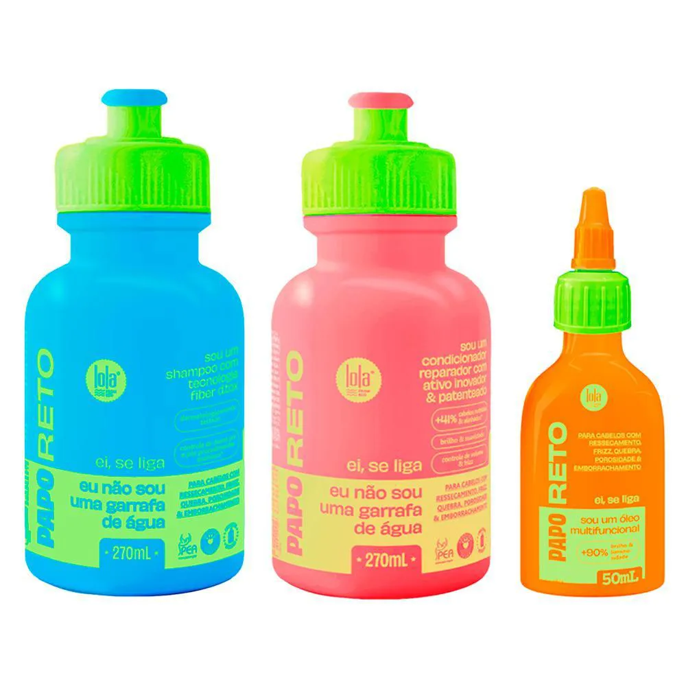 KIT LOLA FROM RIO PAPO RETO - SHAMPOO 270ML + CONDICIONADOR 270ML + ÓLEO CAPILAR 50ML