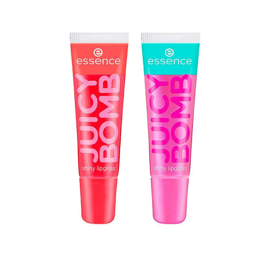 KIT ESSENCE GLOSS LABIAL LíQUIDO CINTILANTE JUICY BOMB 104 POPPIN POMEGRANATE 10ML + GLOSS GLOSS 105 BOUNCY BUBBLEGUM 10ML