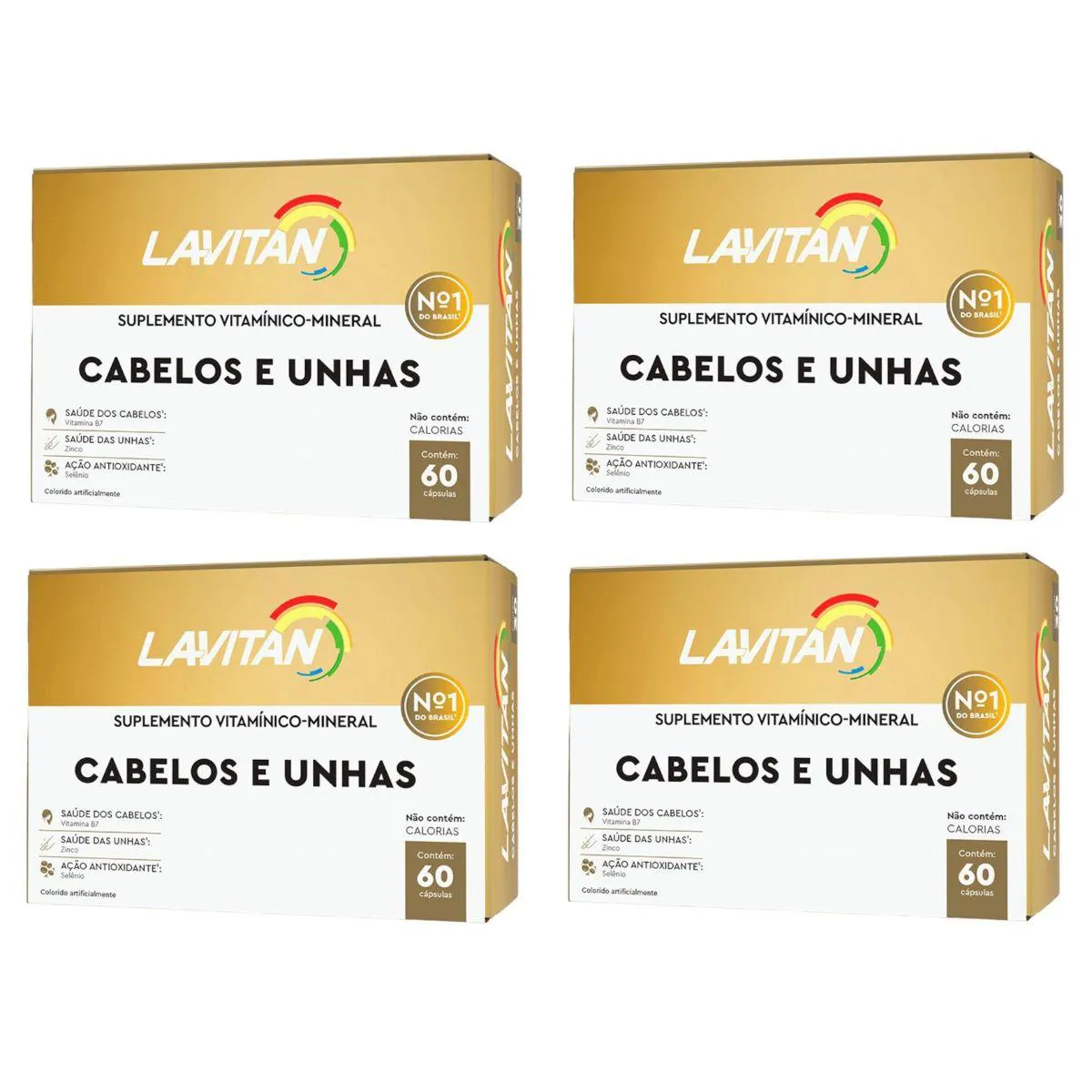 4 CAIXAS POLIVITAMíNICO LAVITAN CABELOS E UNHAS 60 CáPSULAS