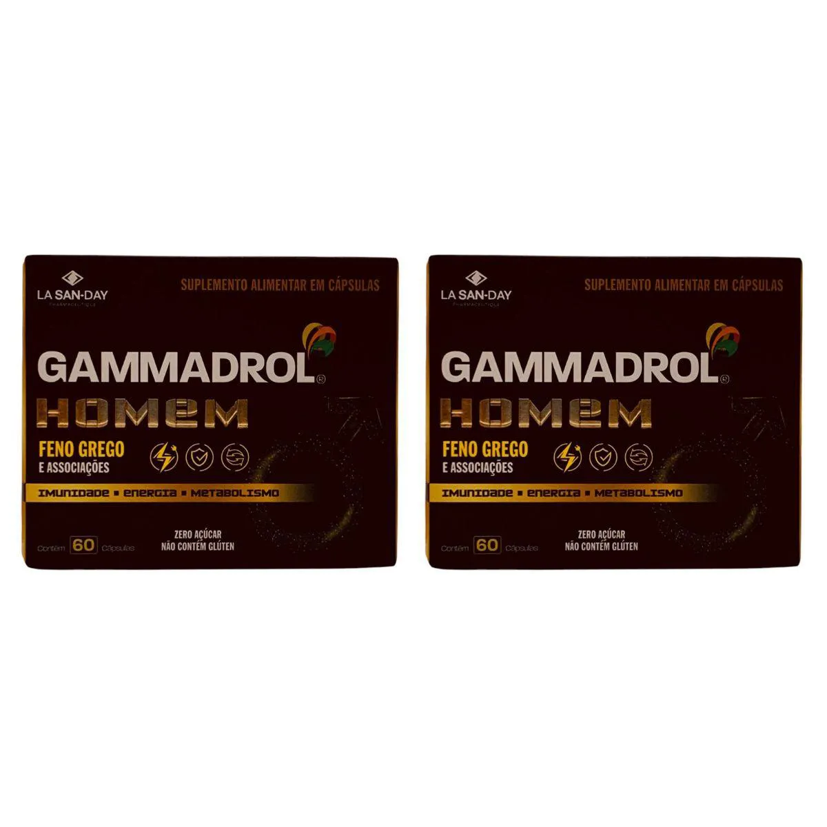 2 CAIXAS GAMMADROL HOMEM FENO GREGO 60 CAPSULAS