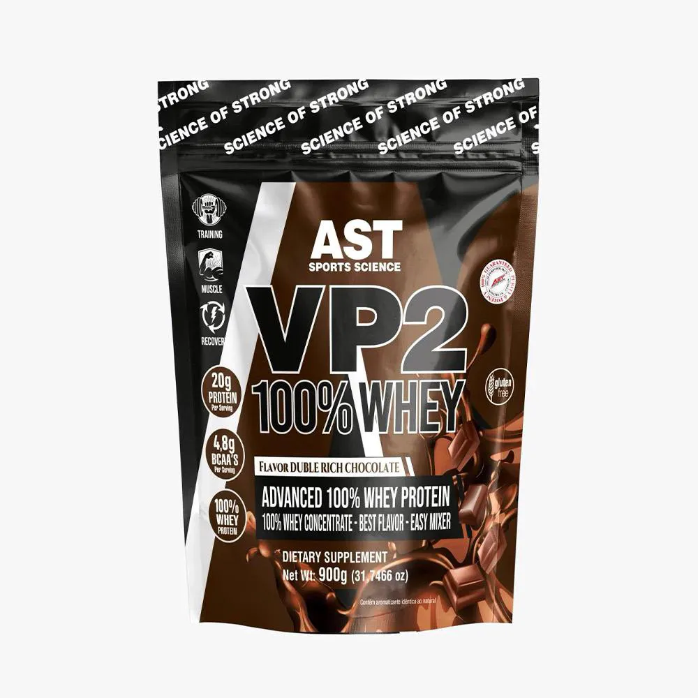 WHEY 100% VP2 CONCENTRATE 900G POUCH DOUBLE RICH CHOCOLATE AST SPORTS SCIENCE