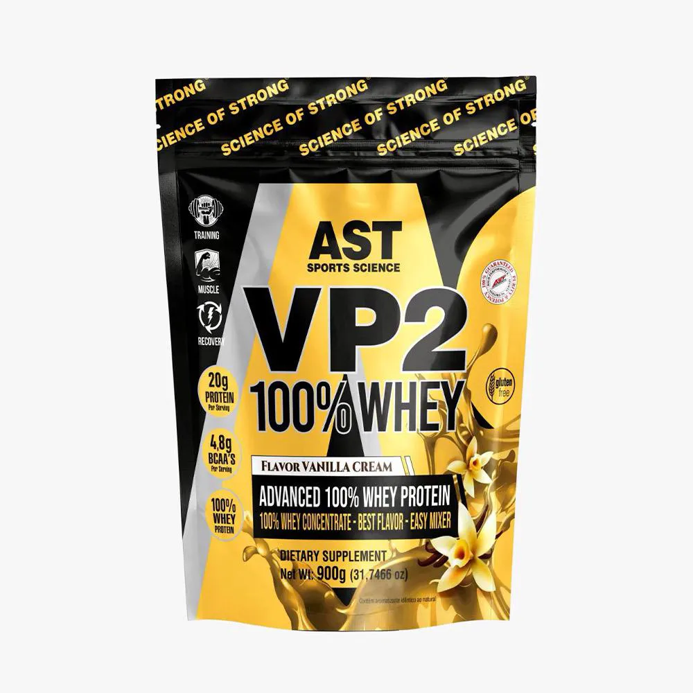 WHEY 100% VP2 CONCENTRATE 900G POUCH BAUNILHA AST SPORTS SCIENCE