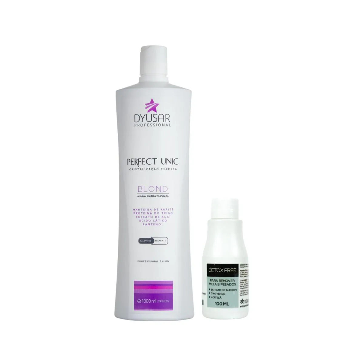 MáSCARA REESTRUTURADORA UNICPLASTIA BLOND 1L + DETOX FREE 100ML DYUSAR
