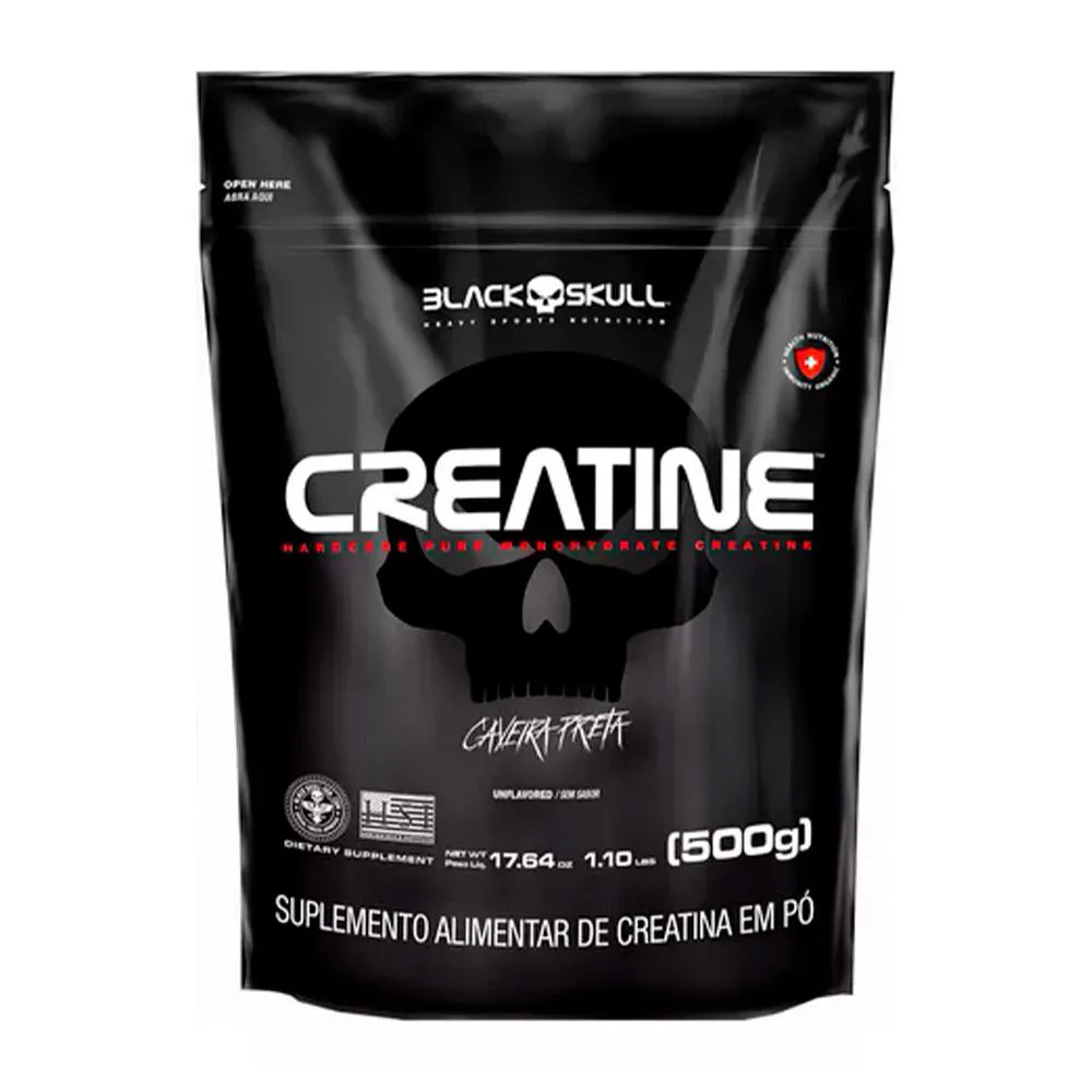 CREATINE PURE CAVEIRA PRETA 500G SEM SABOR BLACK SKULL