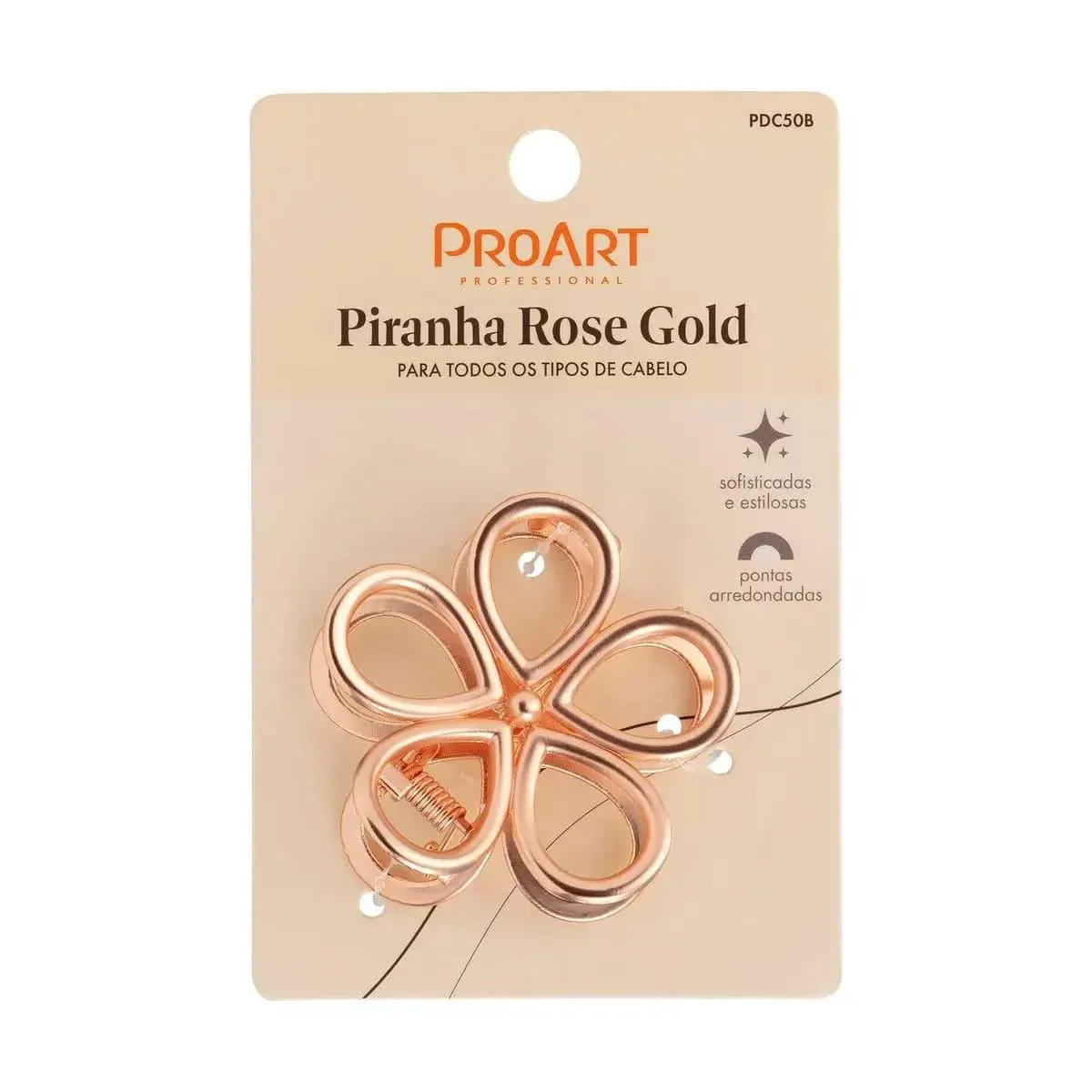 PIRANHA DE CABELO ROSE GOLD FLOR - PROART