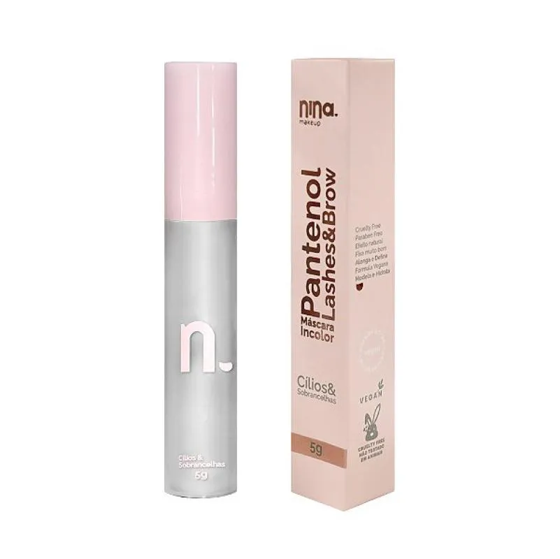 MASCARA PARA CíLIOS E SOBRANCELHA INCOLOR PANTENOL LASHES - NINA MAKEUP