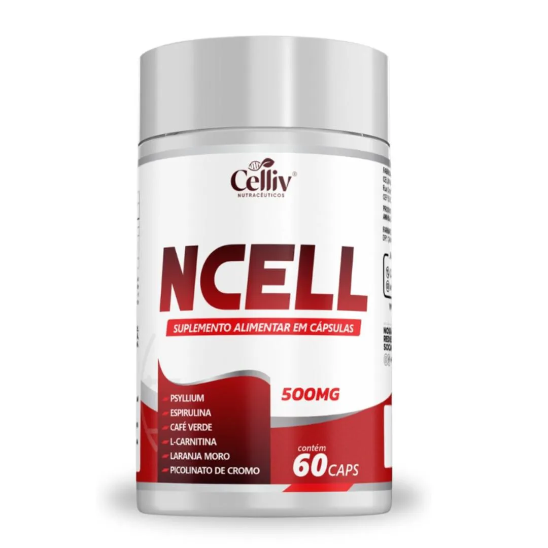 NCELL (PSYLLIUM, ESPIRULINA, CAFé VERDE, L-CARNITINA, LARANJA MORO E CROMO) 60 CáPSULAS CELLIV