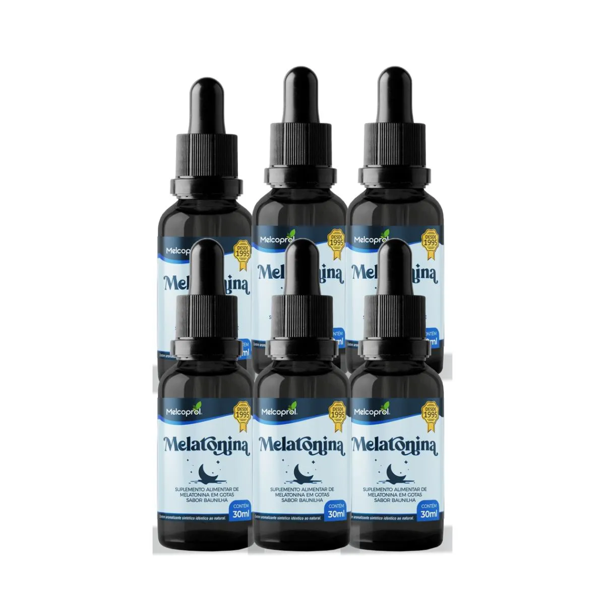 6X MELATONINA EM GOTAS 30 ML SABOR BAUNILHA MELCOPROL
