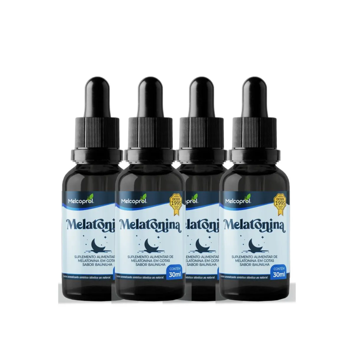 4X MELATONINA EM GOTAS 30 ML SABOR BAUNILHA MELCOPROL