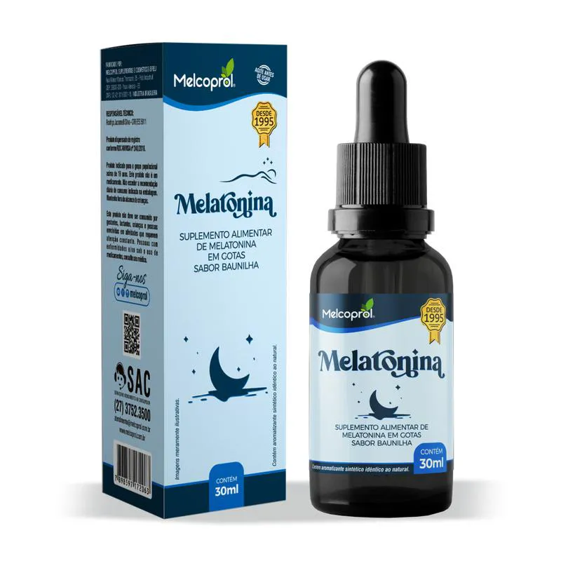 MELATONINA EM GOTAS 30 ML SABOR BAUNILHA MELCOPROL