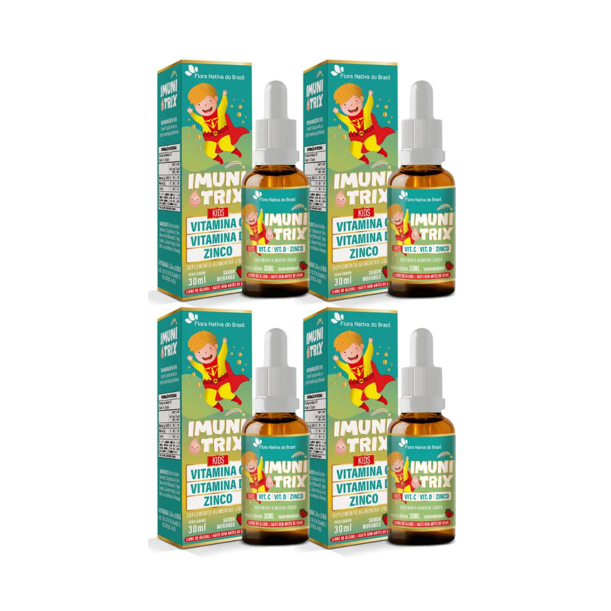 4X IMUNITRIX KIDS VITAMINA C+D+ZINCO FLORA NATIVA DO BRASIL