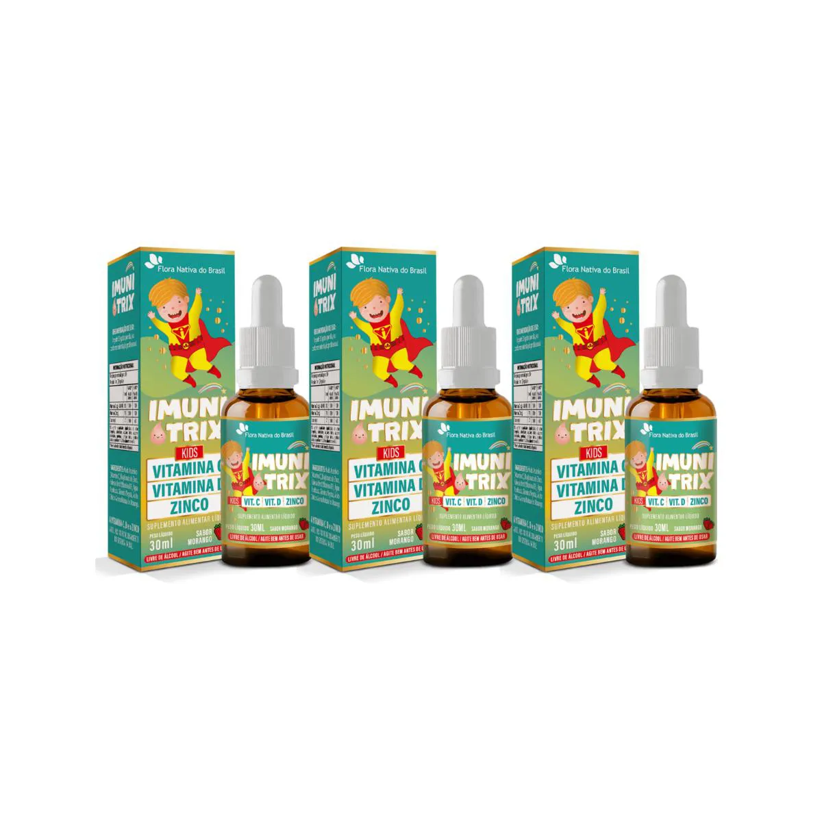 3X IMUNITRIX KIDS VITAMINA C+D+ZINCO FLORA NATIVA DO BRASIL