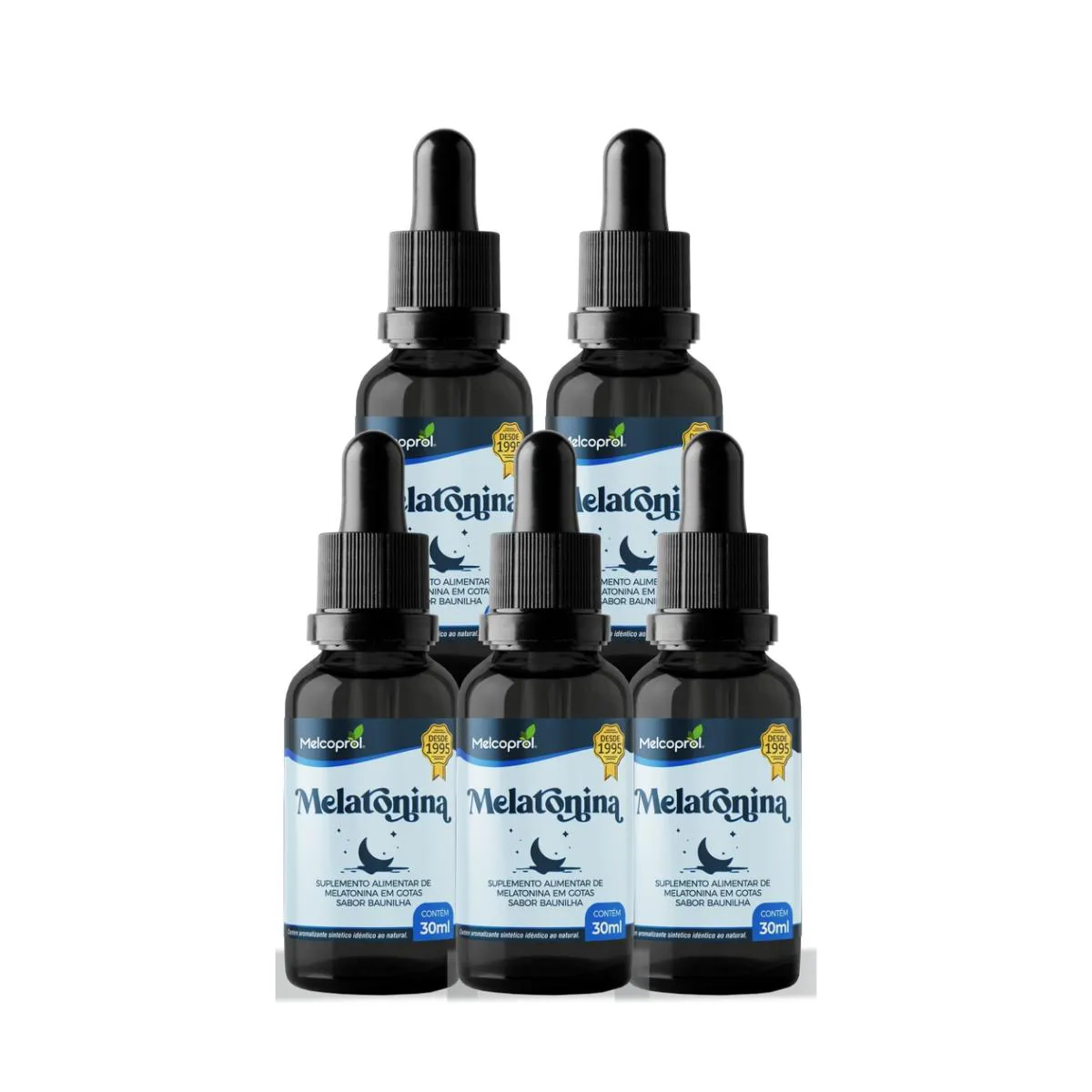 5X MELATONINA EM GOTAS 30 ML SABOR BAUNILHA MELCOPROL
