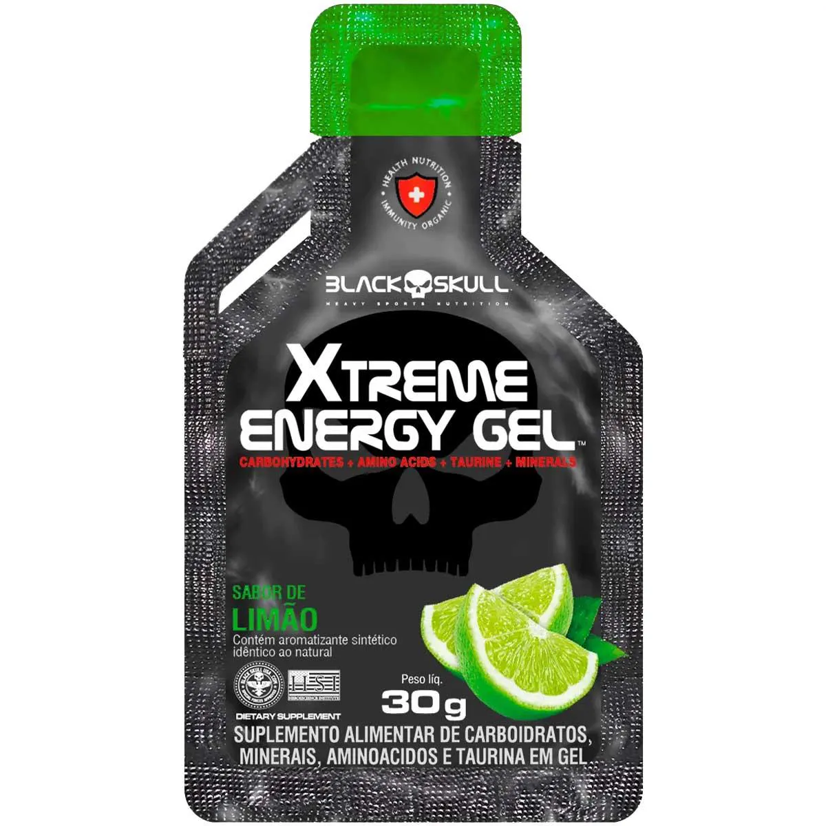 GEL DE CARBOIDRATOS XTREME ENERGY GEL 30G LIMãO BLACK SKULL