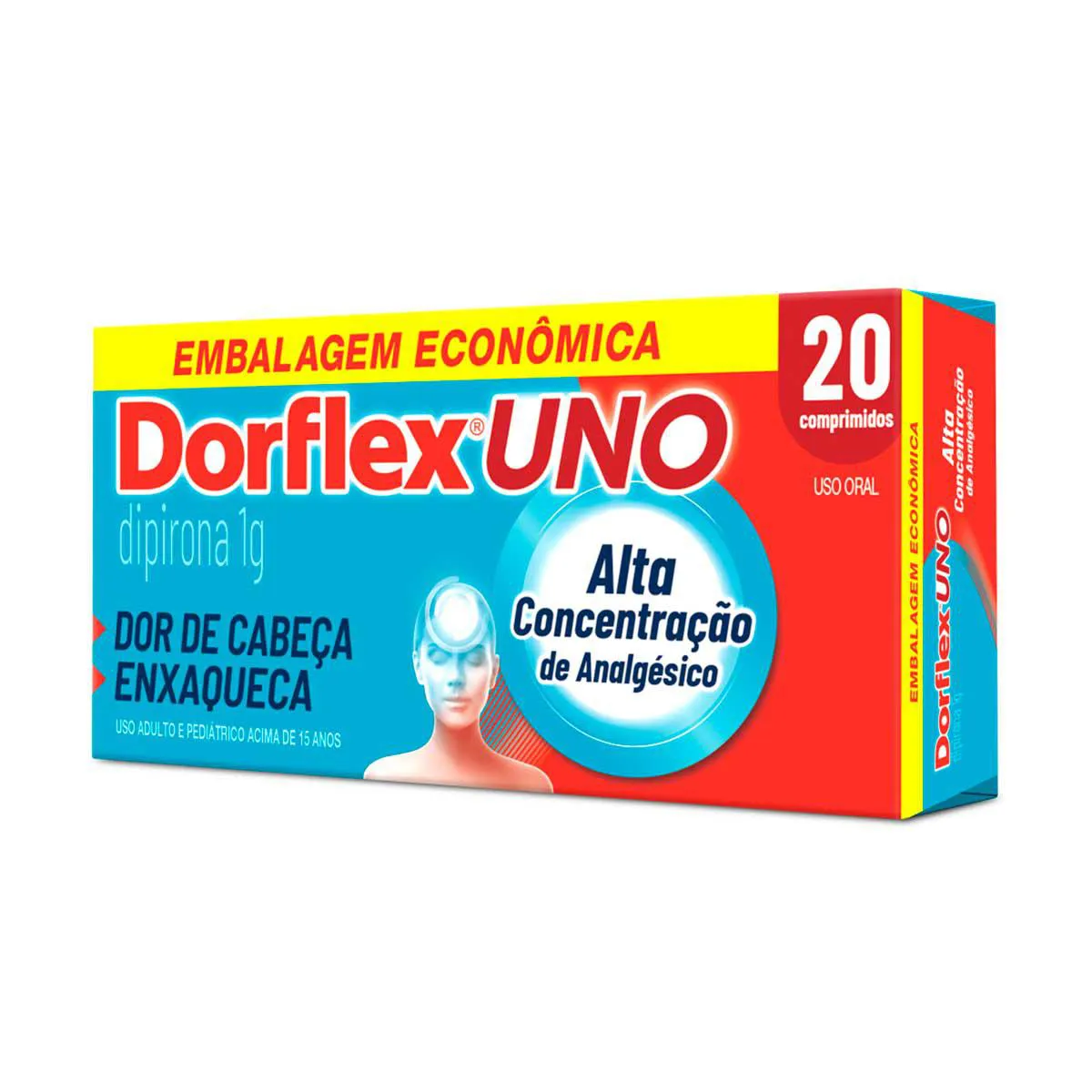 Dorflex UNO para Enxaqueca Dipirona Monoidratada 1g 20 comprimidos