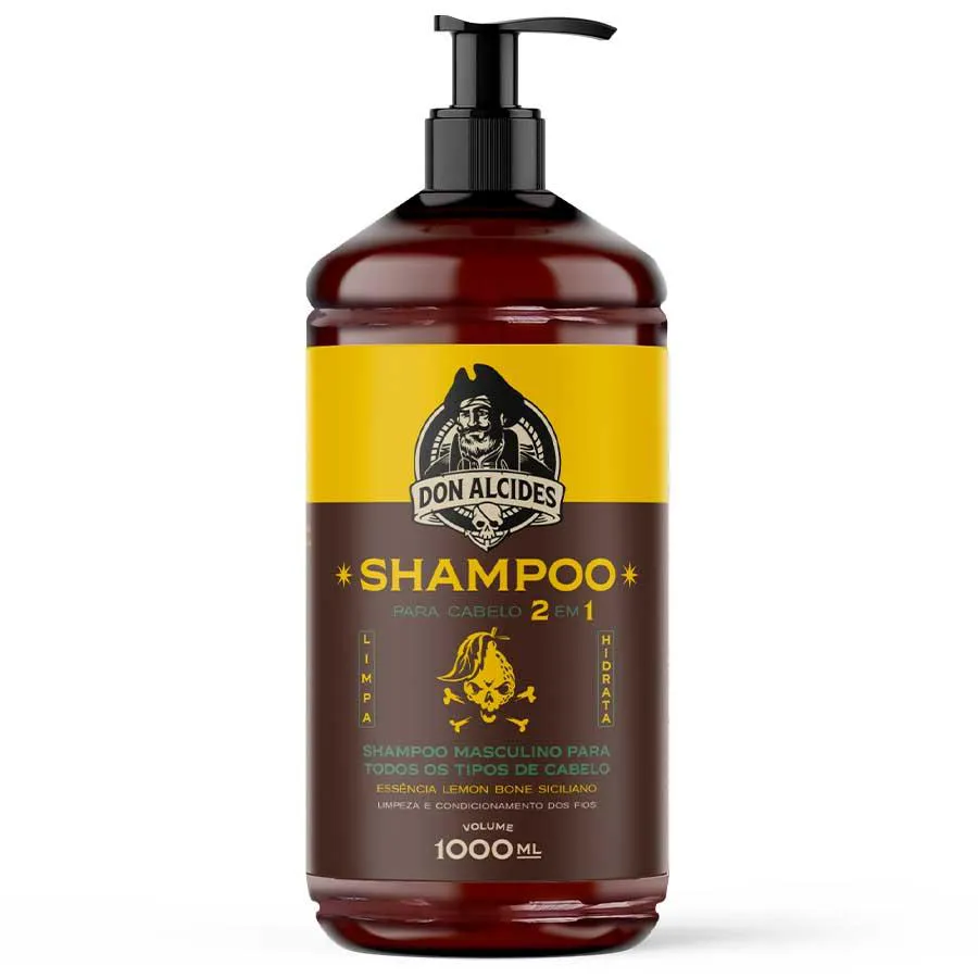 SHAMPOO LEMON BONE 1 LITRO BARBEARIA 2 EM 1 - LIMPA E CONDICIONA DON ALCIDES