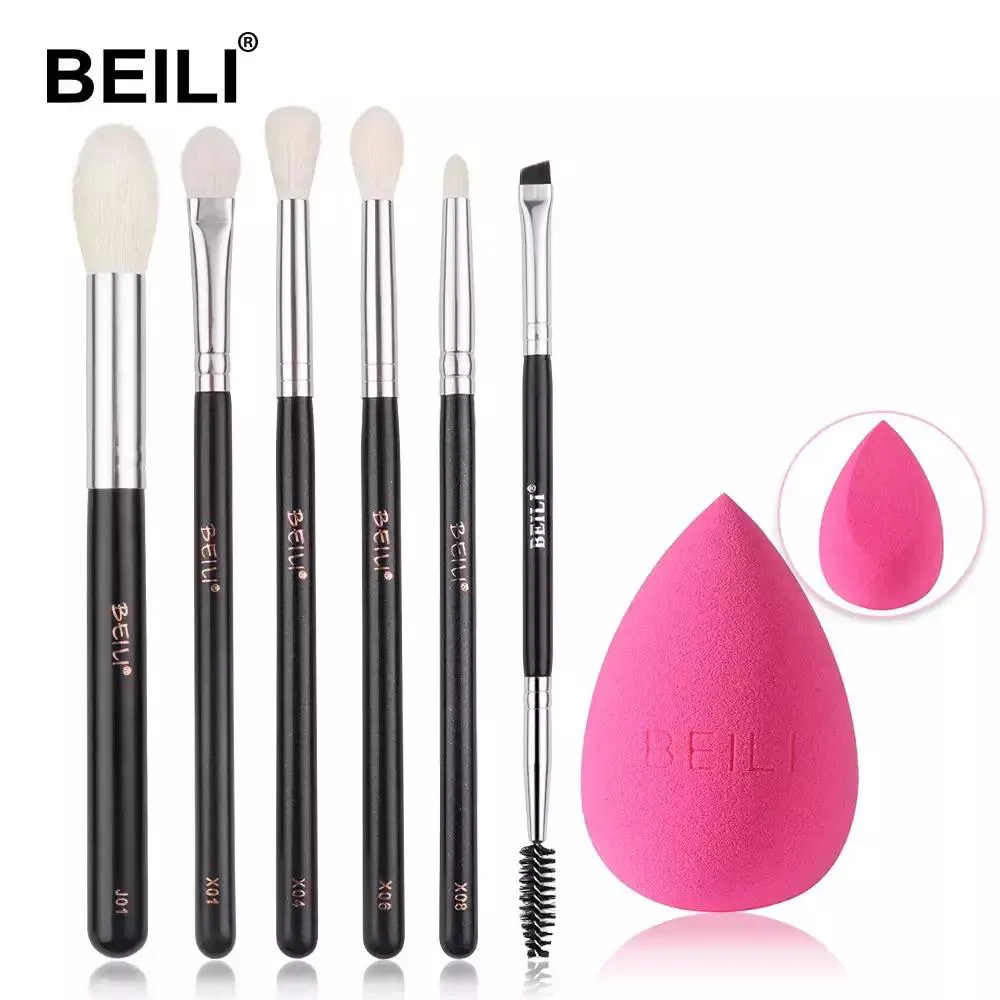 KIT DE PINCéIS BEILI PINCéIS PROFISSIONAIS PRETO CABELO NATURAL 6 PEçAS X6pcs COM R001