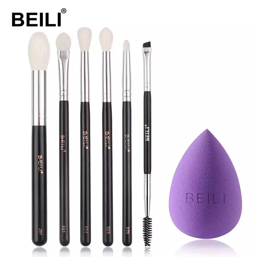 KIT DE PINCéIS BEILI PINCéIS PROFISSIONAIS PRETO CABELO NATURAL 6 PEçAS X6pcs COM S001