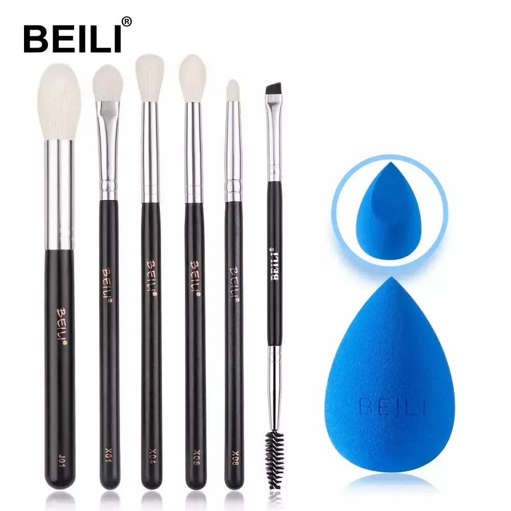 KIT DE PINCéIS BEILI PINCéIS PROFISSIONAIS PRETO CABELO NATURAL 6 PEçAS X6pcs COM B001