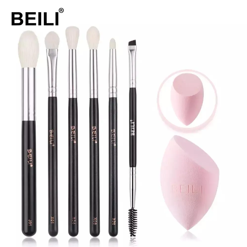 KIT DE PINCéIS BEILI PINCéIS PROFISSIONAIS PRETO CABELO NATURAL 6 PEçAS X6pcs COM P001