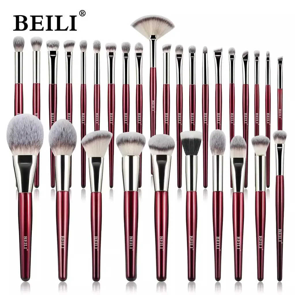KIT BEILI 24 PINCéIS MAQUIAGEM BRANCO/PRATA - CERDAS NATURAIS Pr30