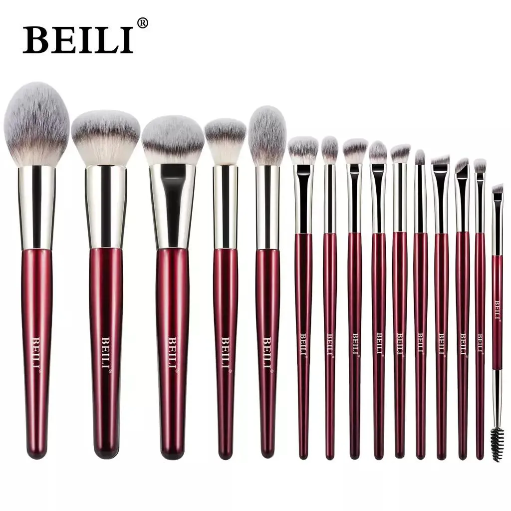 KIT BEILI 24 PINCéIS MAQUIAGEM BRANCO/PRATA - CERDAS NATURAIS Pr15