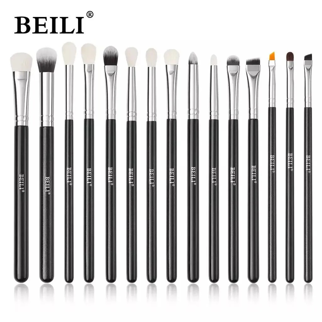 CONJUNTO DE PINCéIS MAQUIAGEM PRETO BEILI, 10-19 PCS NATURAL E15