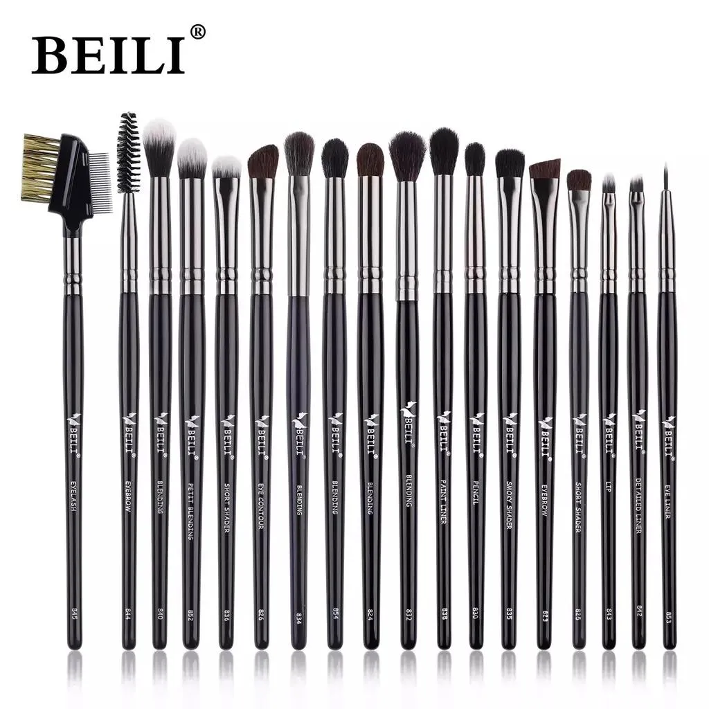 CONJUNTO DE PINCéIS MAQUIAGEM PRETO BEILI, 10-19 PCS NATURAL Bxe18