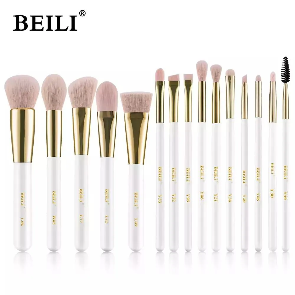 BEILI PINCéIS PROFISSIONAIS PRETO SINTéTICO KIT 15 PEçAS Gt15