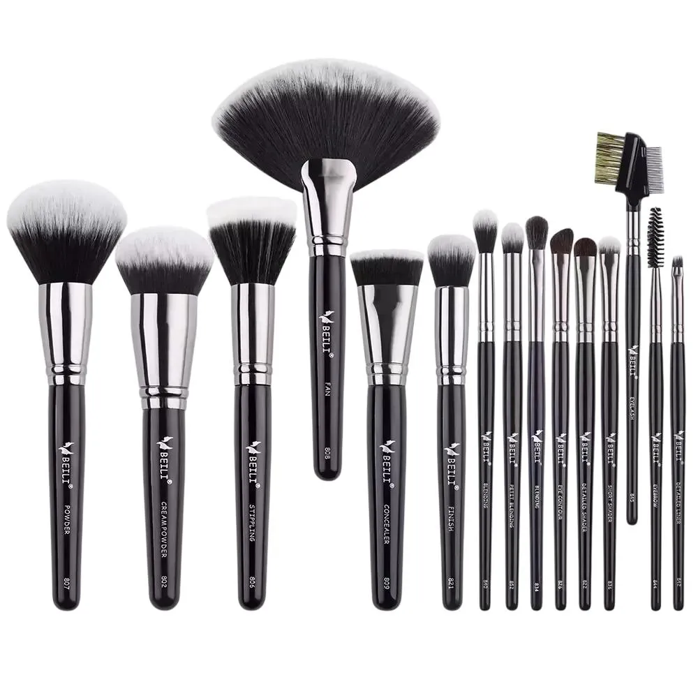 BEILI PINCéIS PROFISSIONAIS PRETO SINTéTICO KIT 15 PEçAS Bx15