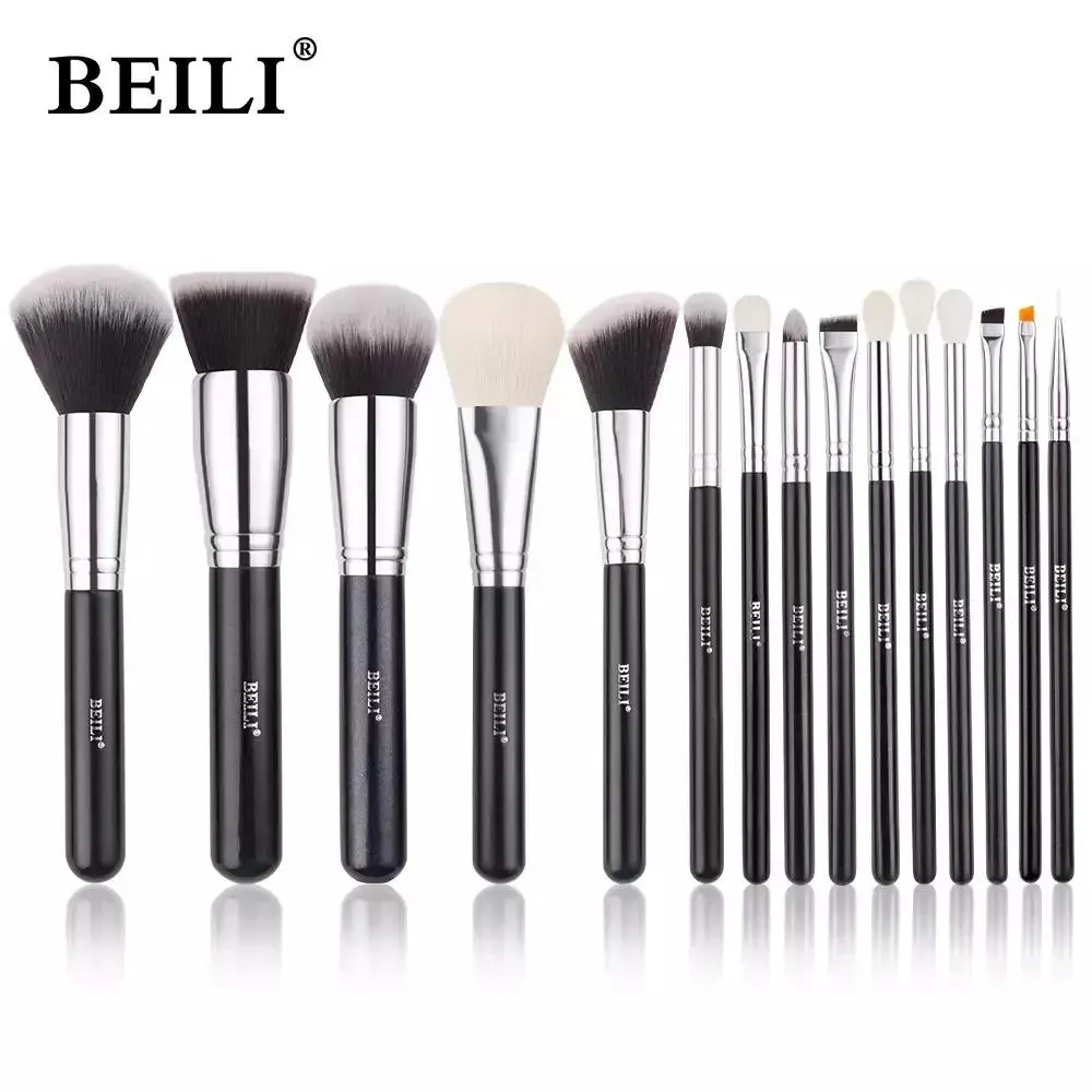 BEILI PINCéIS PROFISSIONAIS PRETO SINTéTICO KIT 15 PEçAS Bn15