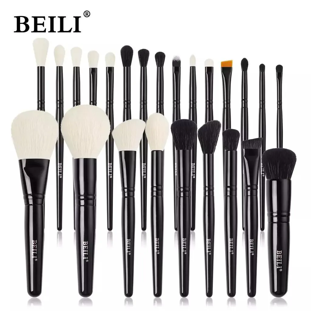 BEILI PINCéIS DE MAQUIAGEM PROFISSIONAL PRETO PARA ROSTO E OLHOS Bm24