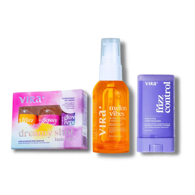 KIT DREAMY FRIZZ CONTROL - MELON 60ML + STICK 13G + DREAMY SHOT 3X 15ML VIRÁ COSMÉTICOS