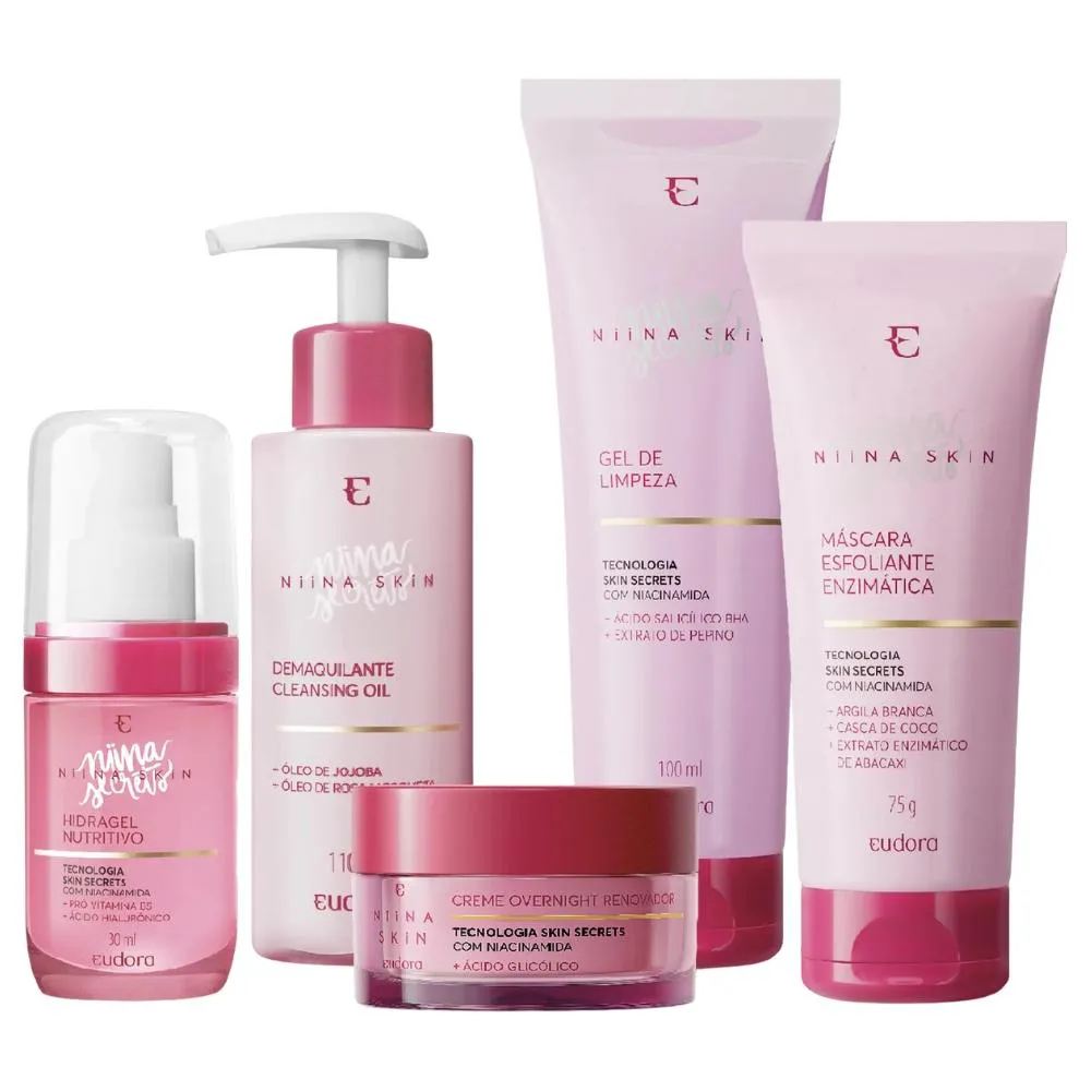 KIT SKINCARE NIINA SECRETS SKIN TRATAMENTO NOTURNO (5 ITENS)