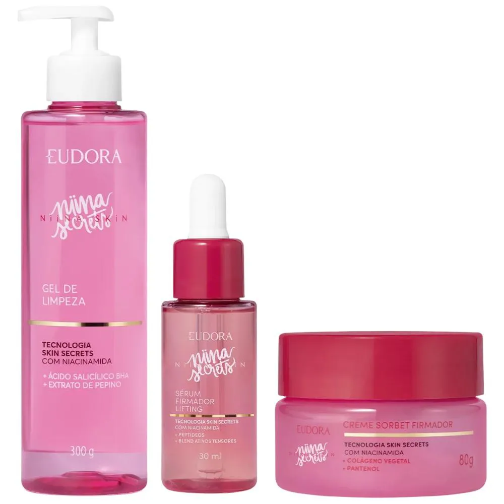 KIT NIINA SECRETS SKIN GEL DE LIMPEZA + SéRUM LIFTING + SORBET FIRMADOR