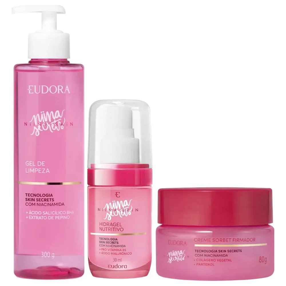 GEL DE LIMPEZA 300G + SORBET FIRMADOR FACIAL 80G + HIDRAGEL NUTRITIVO 30ML