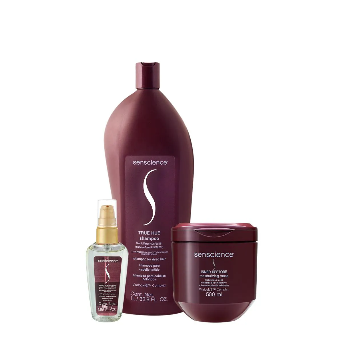KIT SENSCIENCE TRUE HUE INNER SHAMPOO MáSCARA SéRUM (3 PRODUTOS)